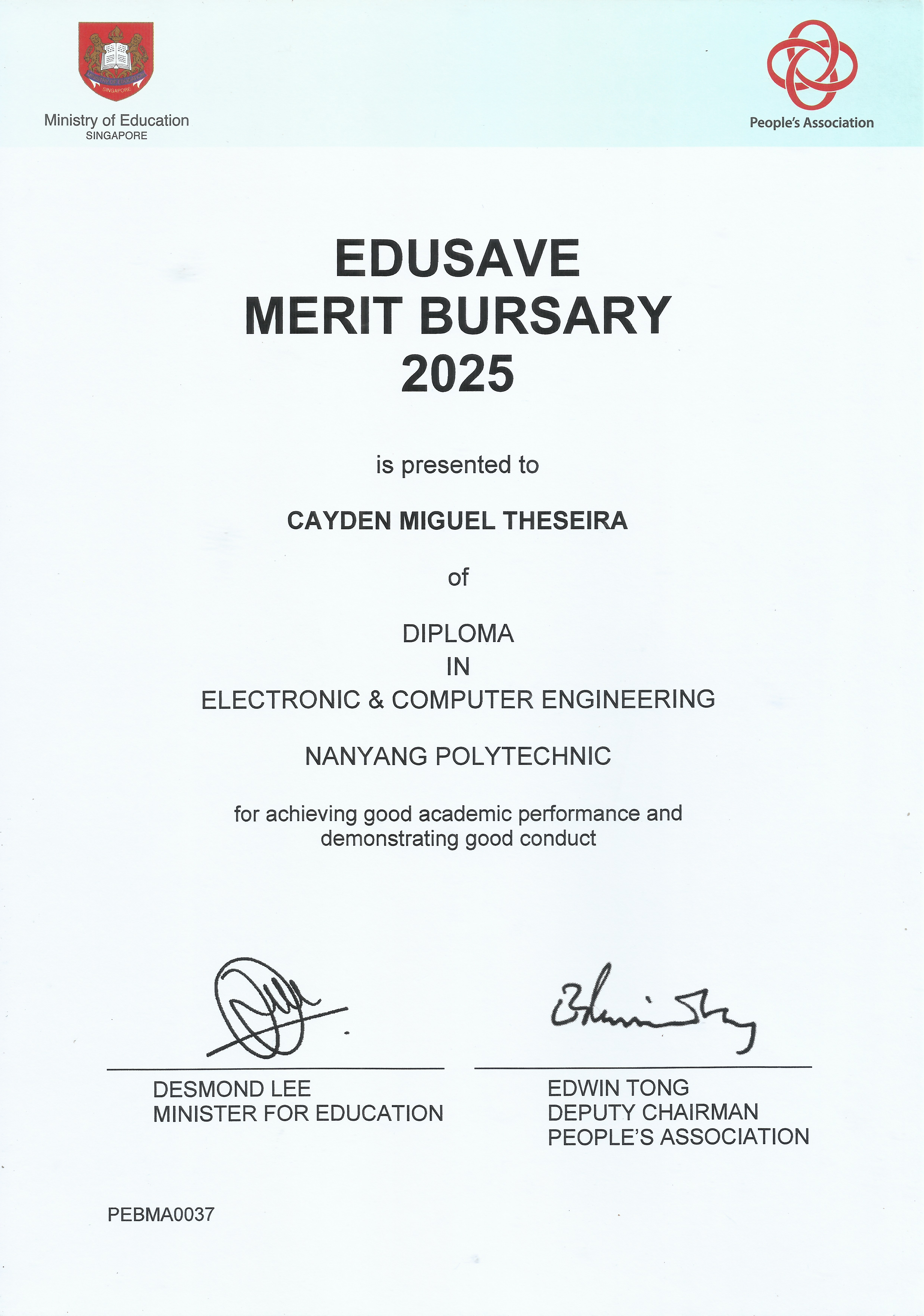 Edusave Merit Bursary 2025
