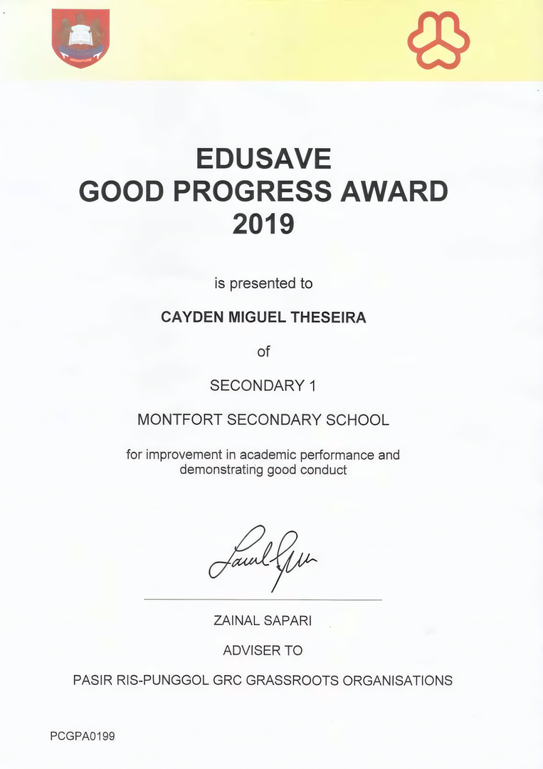Edusave Good Progress Award 2019