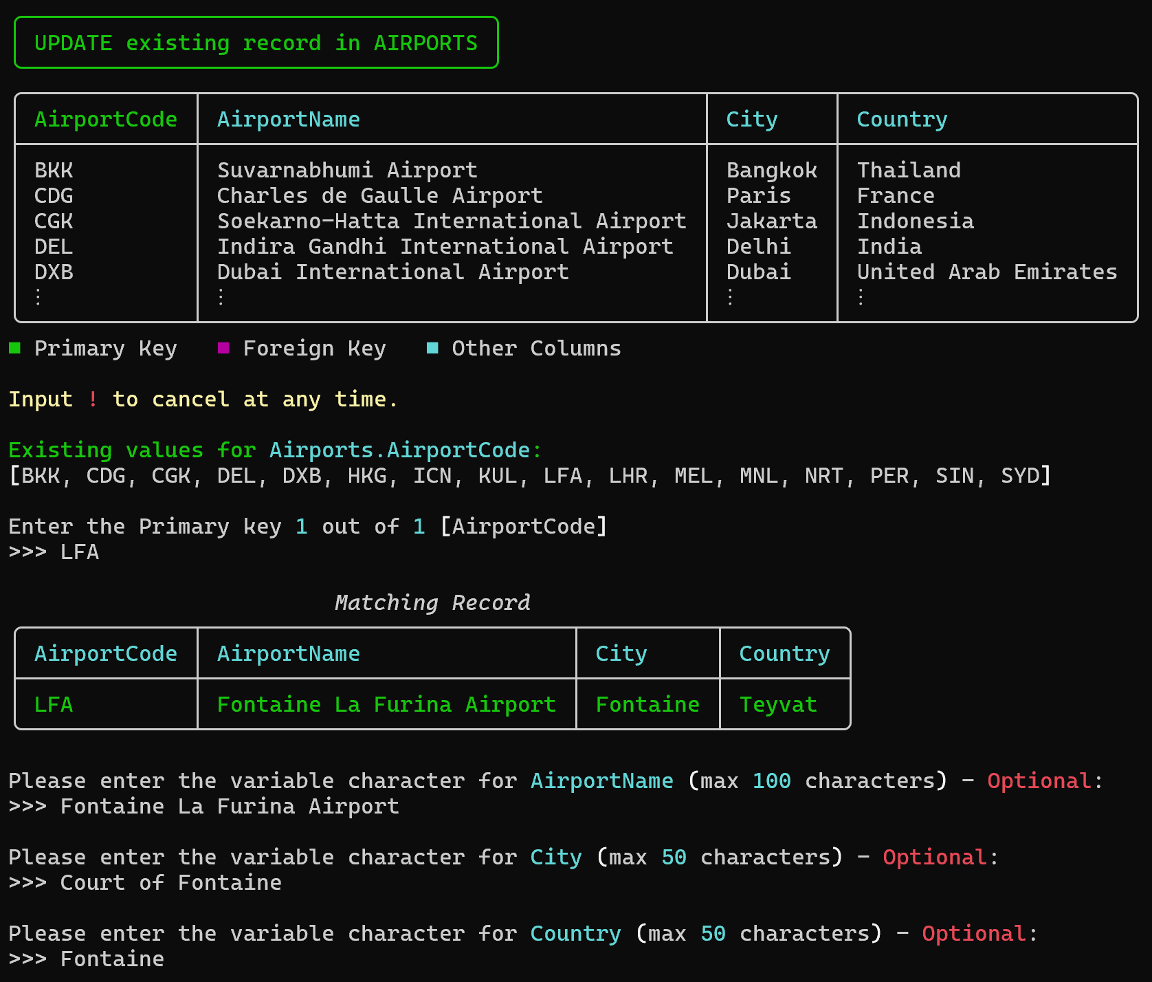 Update prompts table