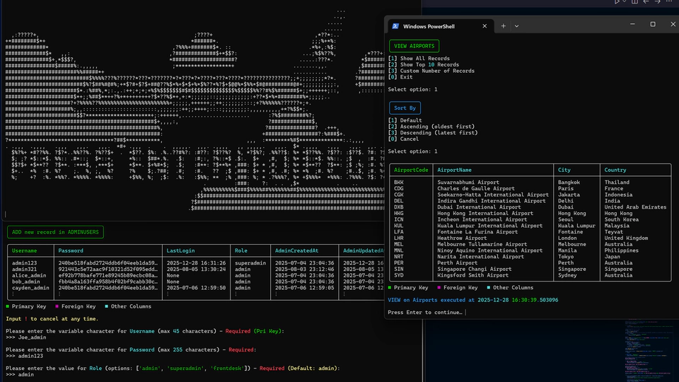 FlightOps Airport Database CLI Simulator