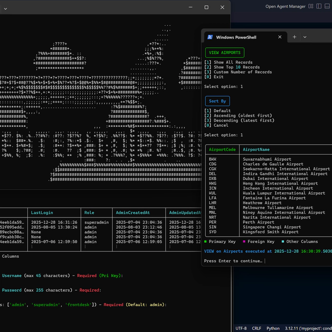 FlightOps Airport Database CLI Simulator