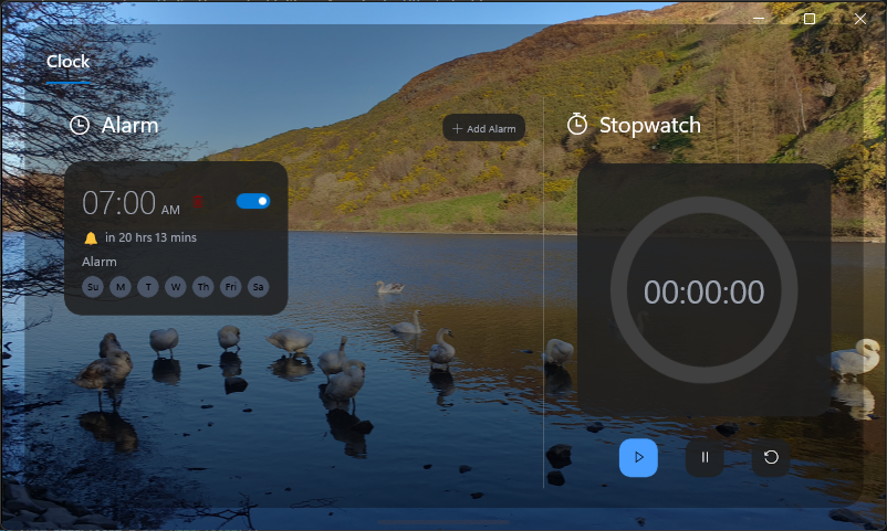 Vantage Hub - Alarm and Stopwatch Page