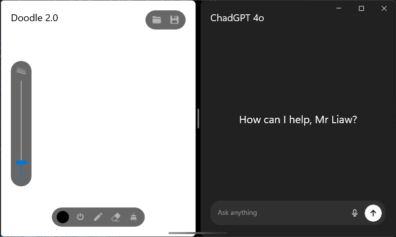 Vantage Hub - Doodle canvas and AI chatbot split view