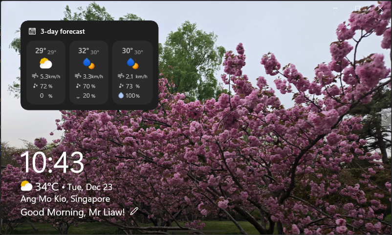 Vantage Hub - Home Dashboard (weather + greeting)