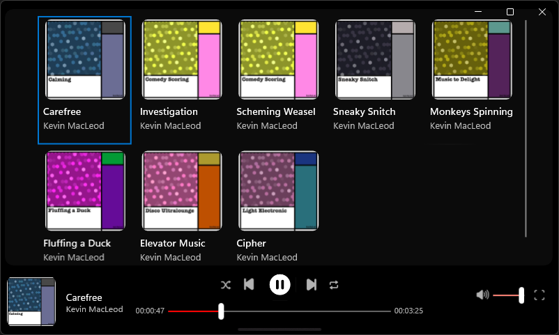 MediaHub - Music expanded grid view