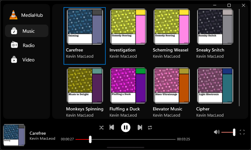 MediaHub - Music library grid