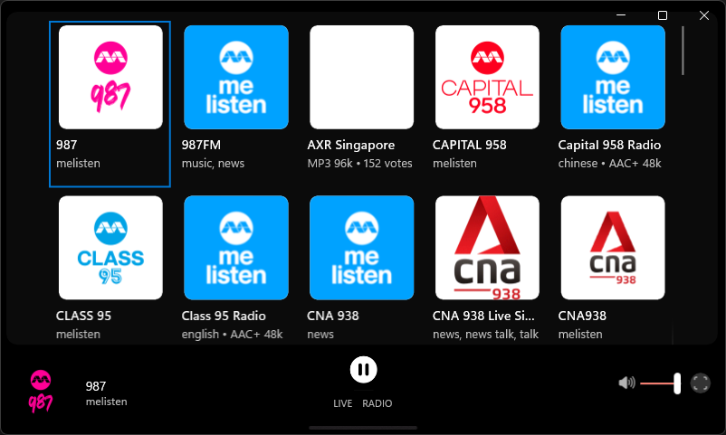 MediaHub - Radio expanded grid view